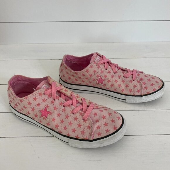 Converse All Stars Pink Glitter Stars Graphic Print Low Top Sneakers Size 4.5 - Picture 5 of 14